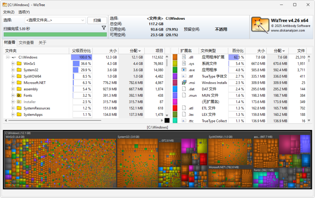 磁盘空间分析 | WizTree v4.32 多语便携版 磁盘空间分析 | WizTree v4.32 多语便携版