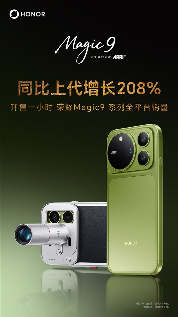 荣耀Magic9系列开售1小时销量同比增长208%:部分版本卖断货 荣耀Magic9系列开售1小时销量同比增长208%:部分版本卖断货
