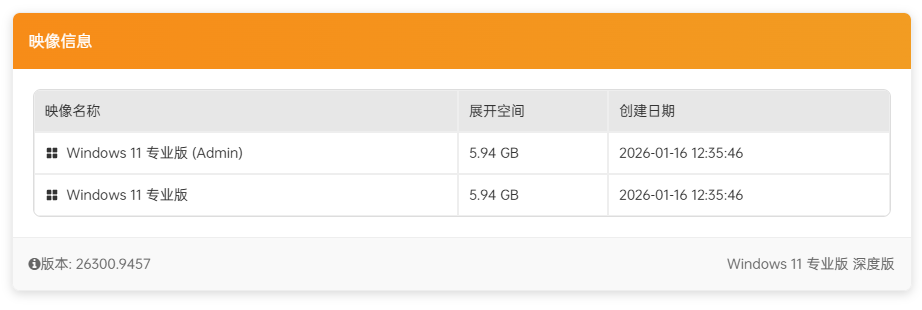 【不忘初心】 Windows11 26H2 (26300.9457）X64 纯净[深度精简版][1.69G](2026.9.16)