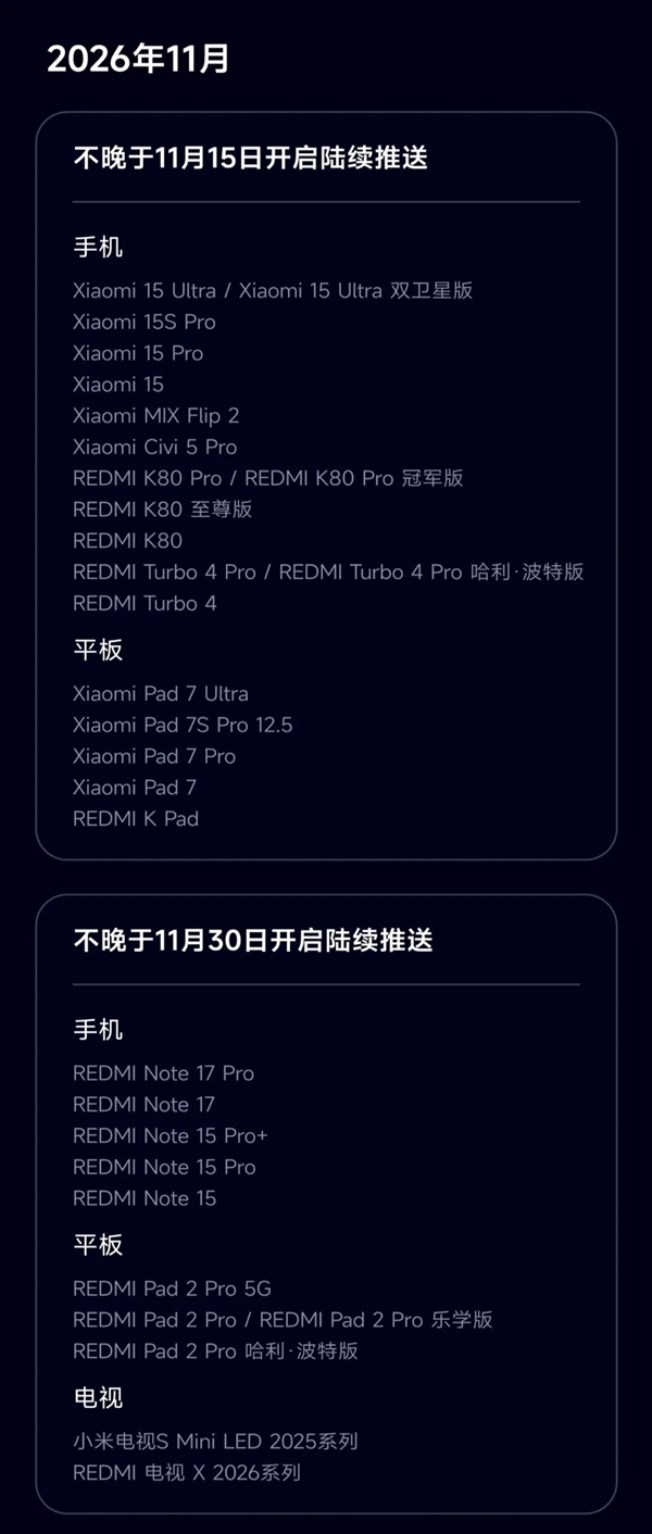 能升级机型一览!小米澎湃OS4正式版开启推送 流畅度、AI能力等大幅提升 小米澎湃OS 4 Beta版10月14日截止招募!正式版10月15日起分批推送